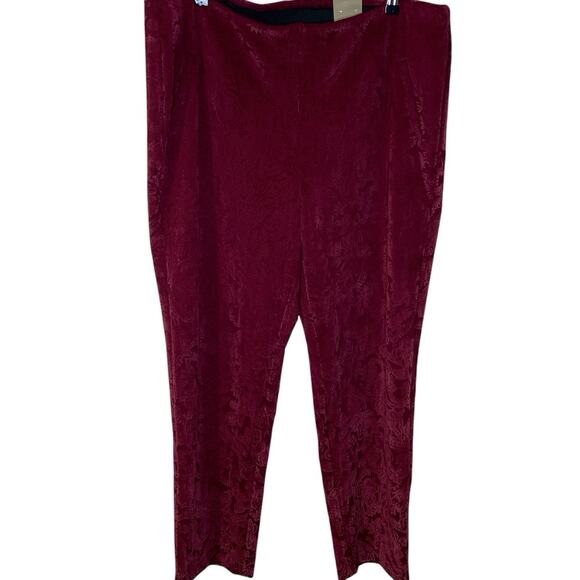 Chico's Pants NWT Size 3.5 (18) Luxe Flocked Ponte Pull-On Deep Chianti Pattern - Picture 1 of 7